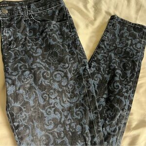 J Brand Black and Blue Brocade Patterned Skinny Jeans Size 29